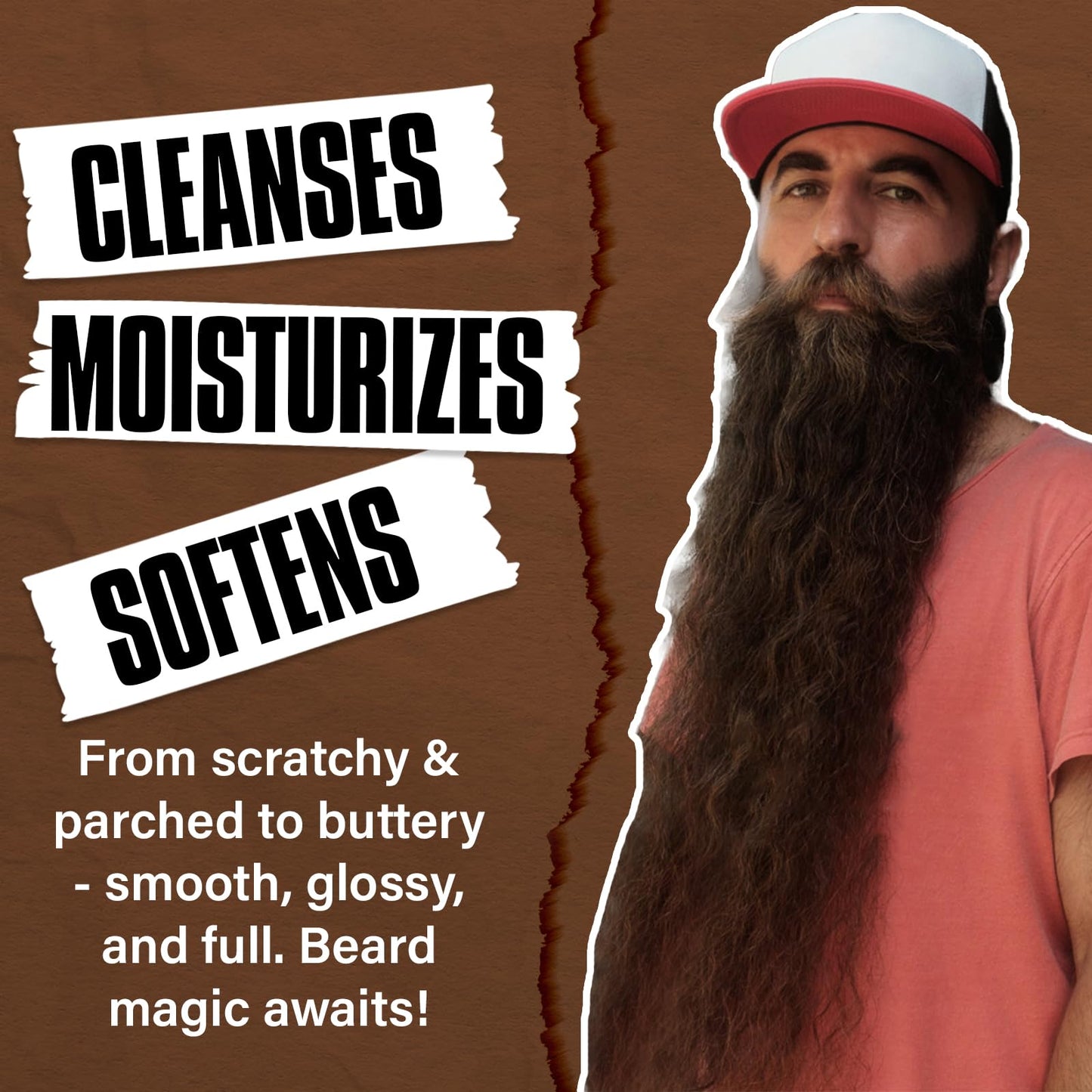 Beard Wash and Conditioner & Silicone Beard Brush Set w/Argan & Jojoba Oils - Reduce Beard Itchy, Dandruff, Beard Shampoo, Softens & Strengthens & Shine - 2 x 4 Fl Oz 120ML