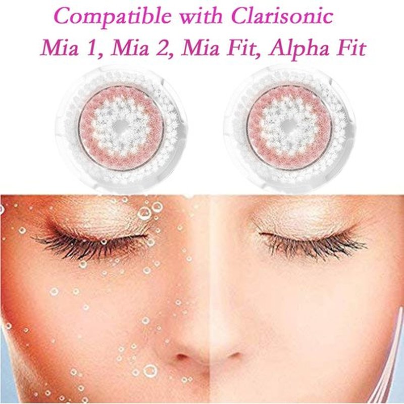 Azonbey Brush Head Replacements Compatible with Clarisonic Mia 1, Mia 2, Mia Fit, Alpha Fit, Smart Profile Uplift and Alpha Fit Face Cleaning Brush Heads (Pink-2Pack)
