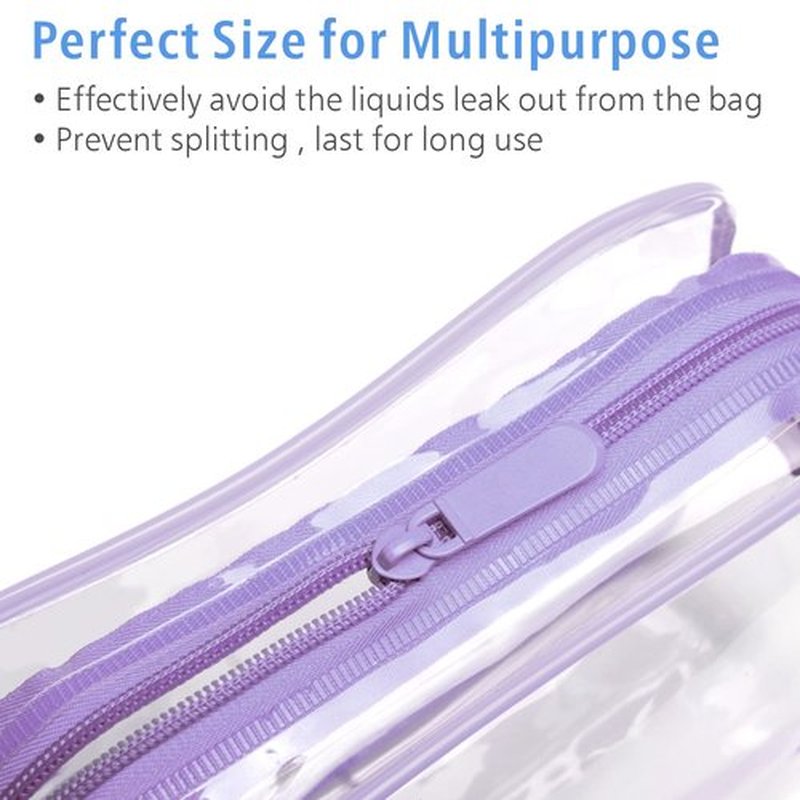PACKISM Clear Toiletry Bag - 3 Pack TSA Approved Toiletry Bag Quart Size Bag, Travel Makeup Cosmetic Bag for Women Men, Carry on Airport Airline Compliant Bag, Purple
