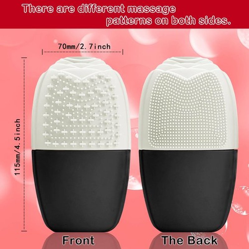 XHJRI Ice Face Roller Massager,Ice Cube Roller for Face, Eyes and Neck Naturally Conditioning and Skin Care,De-Puff Eye Bags,Reduce Migraine Pain,Reusable Massage Silicone Ice Mold (New Black White)