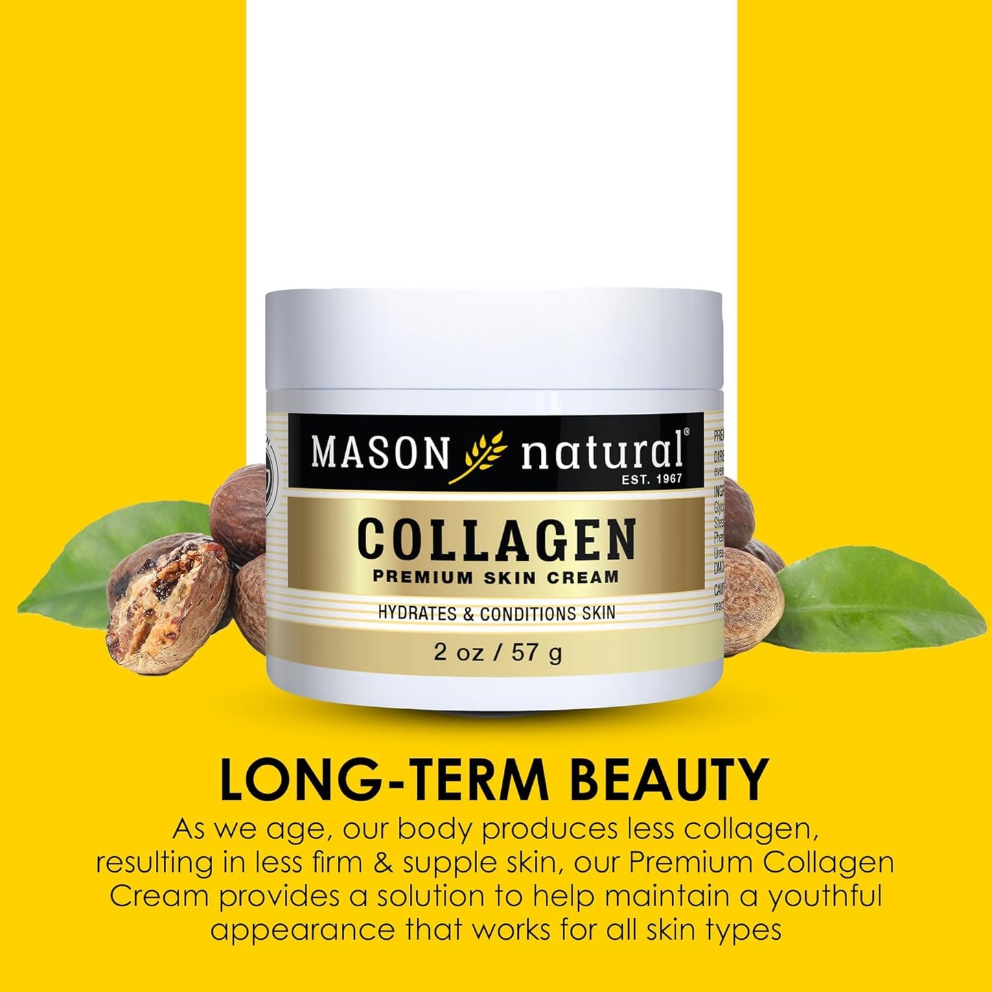 MASON NATURAL Collagen Premium Skin Cream - Anti Aging Face and Body Moisturizer, Intense Skin Hydration and Firmness, Pear Scent, Paraben Free, 2 OZ (4-Pack)