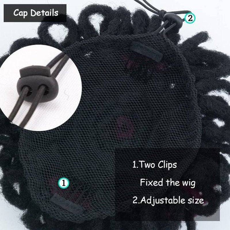 Yinmei Baibian Purple Dreadlock Bun Faux Locs Drawstring Ponytail Dread Loc Petal Buns Curly Colored Afro Puffs Braided Hair Extension Clip in on Braids Hairpieces for Black Women(1B&Purple#)