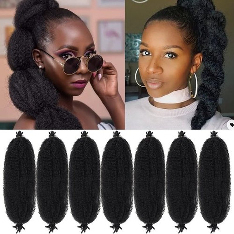 Marley Twist Braiding Hair 18 Inch Black 7 Packs Afro Twist Hair Pre Separated Spring Twist Hair Pre Fluffed Cuban Twist Hair Synthetic Wrapping Hair Extensions for Soft Locs (18",1B)