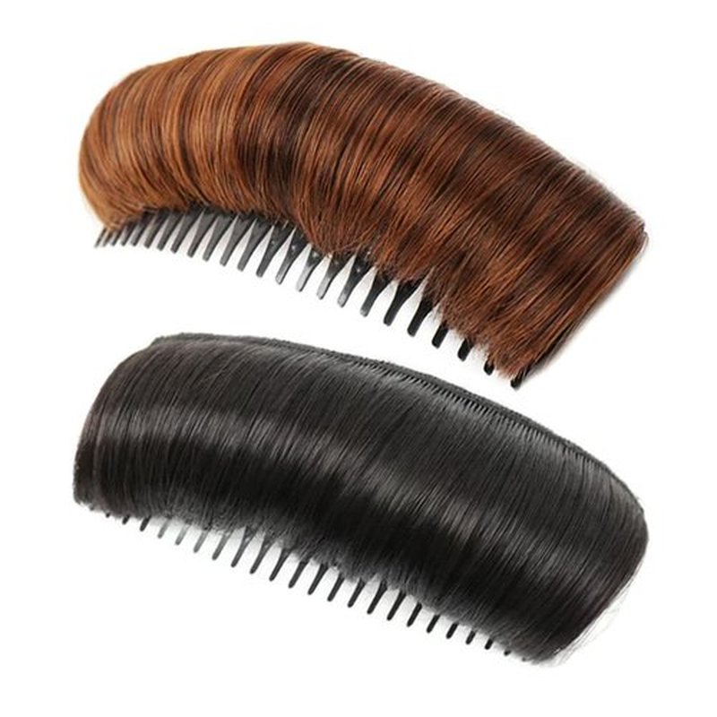 Invisible Fluffy Hair Pad, 2025 New Bump It Up Hair Accessory Volume Clip, Natural Fluffy Hair Bumps for Volume Insert, Invisible Fluffy Hair Pad Blonde for Women Girls (2pcs Black+Light Brown)