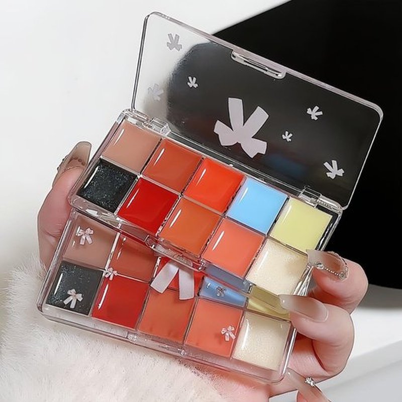 Jelly Lip Gloss Palette, 10 Color Lip Palette, High-Pigmented Lipstick Set, Long-Lasting Lip Gloss, Vibrant Lip Shades For Women Girls (Warm Palette, 1)