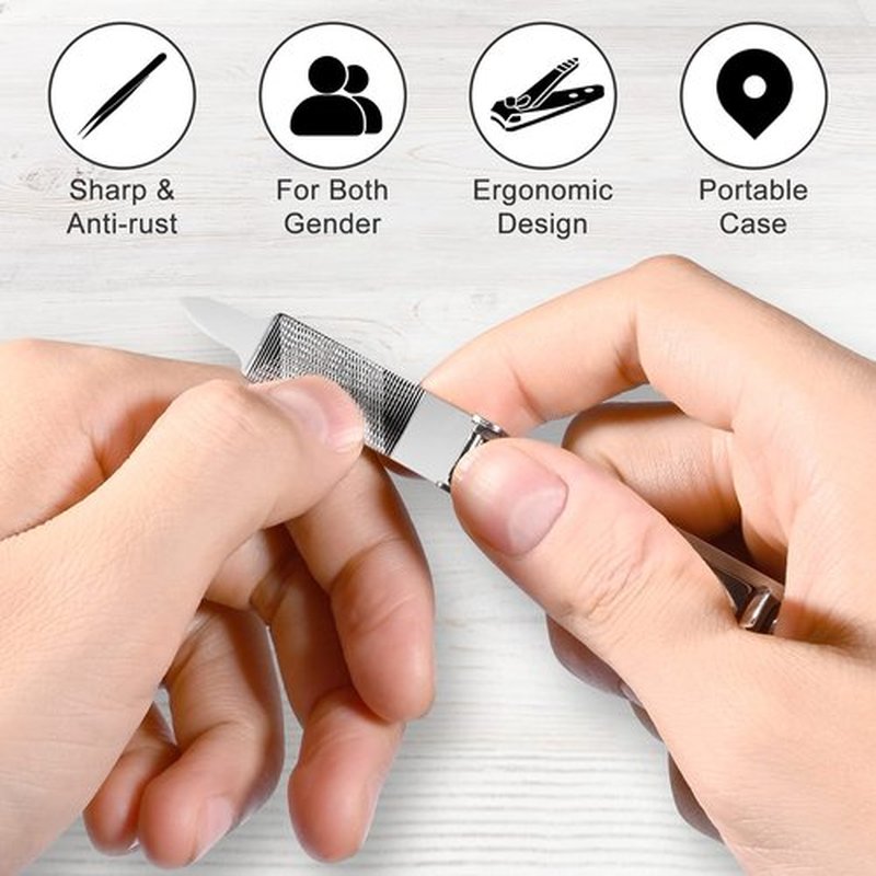 6 Pcs Nail Clippers Set Stainless Steel Nail Clipper Extra Thin Travel Makeup Kit Manicure Personal Beauty Care Leather Pocket with Mirror