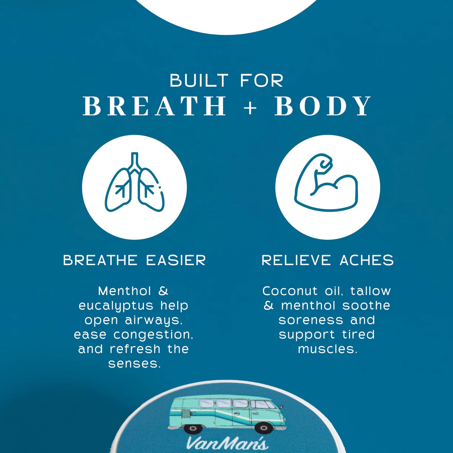 VanMan Menthol Vapor Rub – Soothing Eucalyptus & Menthol Balm for Muscle & Congestion Support – Chest Rub & Natural Ointment for Sinus Comfort, Petroleum-Free - 1 oz