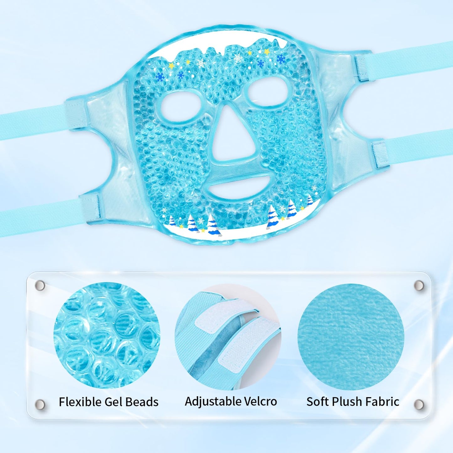 CONBELLA Ice Face Mask and Silicone Cover Set, Cooling Face Mask for Pain Relief, Migraine & Wisdom Tooth Surgery Reusable, Hot and Cold Ice Mask for Women Puffiness Swelling Beauty Spa