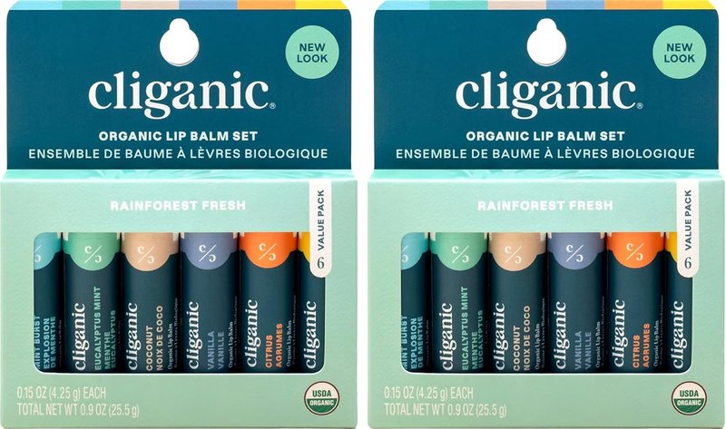 Organic Lip Balm Set - 100% Natural Moisturizer for Cracked & Dry Lips | 2 Packs of 6 Tubes