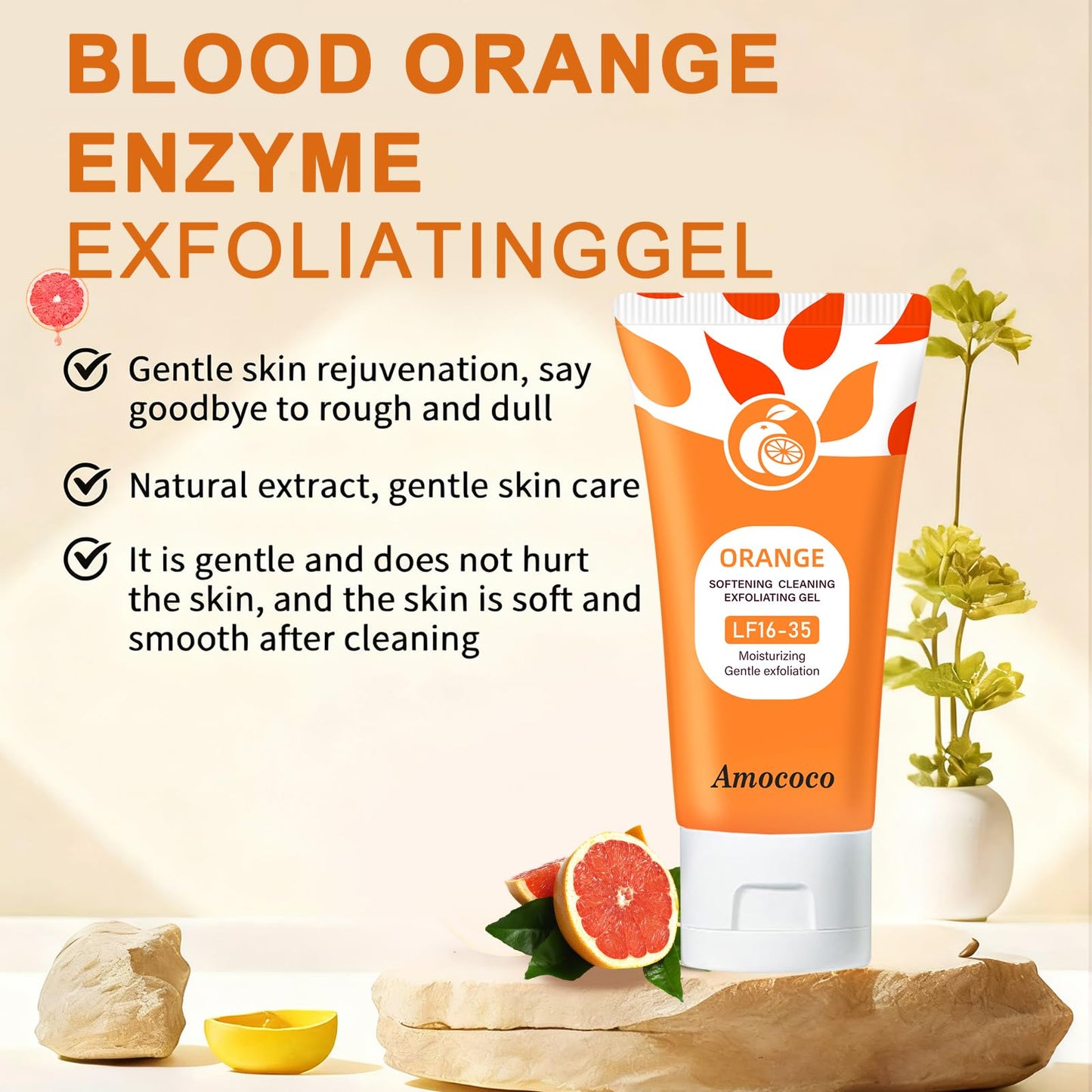 Amococo 3Packs Vitamin C Face Scrub, Exfoliating Gel with Orange to Gently Remove Dead Skin Cells & Excess Oil, Facial Exfoliator for Men & Women, 1.7 oz*3