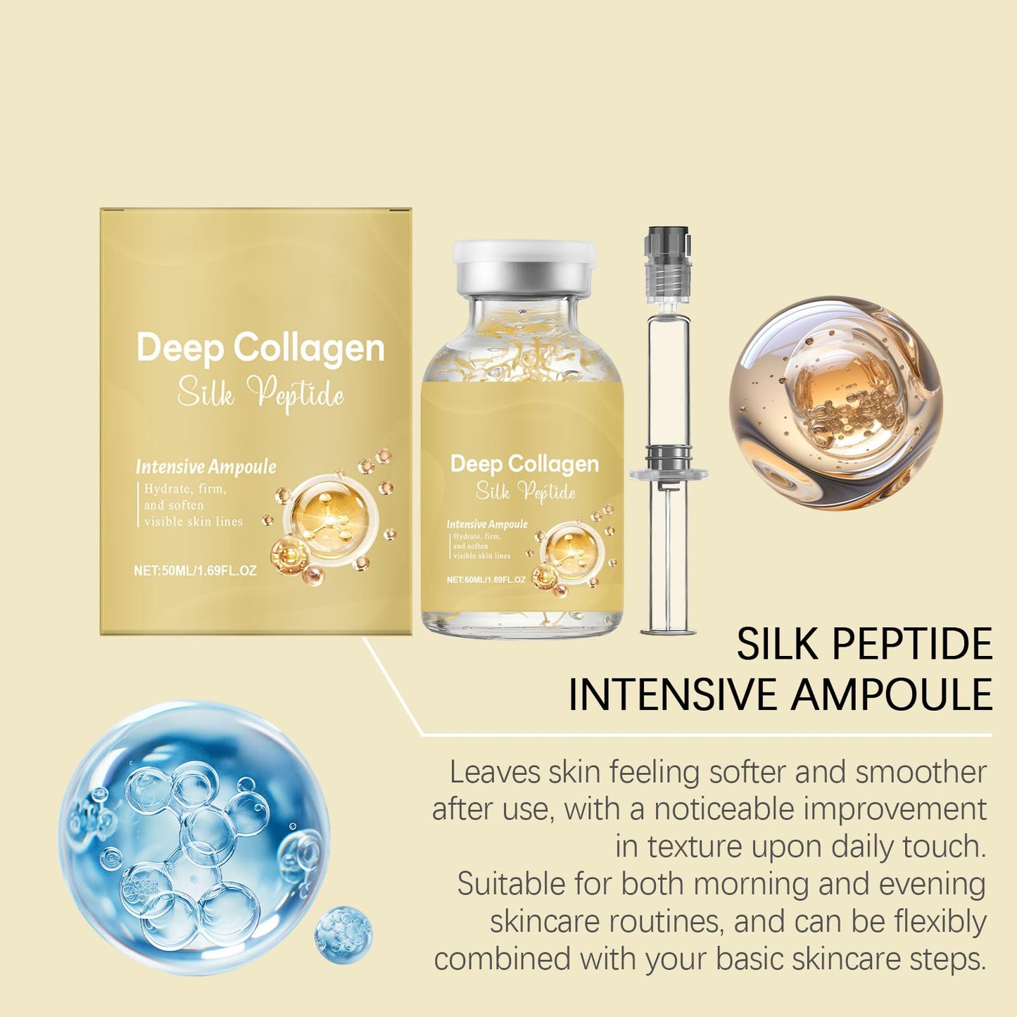 Silk Peptide Intensive Lifting Ampoule | Deeply Hydrates, Firms & Lifts, Revitalizing Facial Essence, Visibly Smoothes Fine Lines, Boosts Elasticity | Gift Set for Women, 50ml/1 Ampoule (2 Pcs)