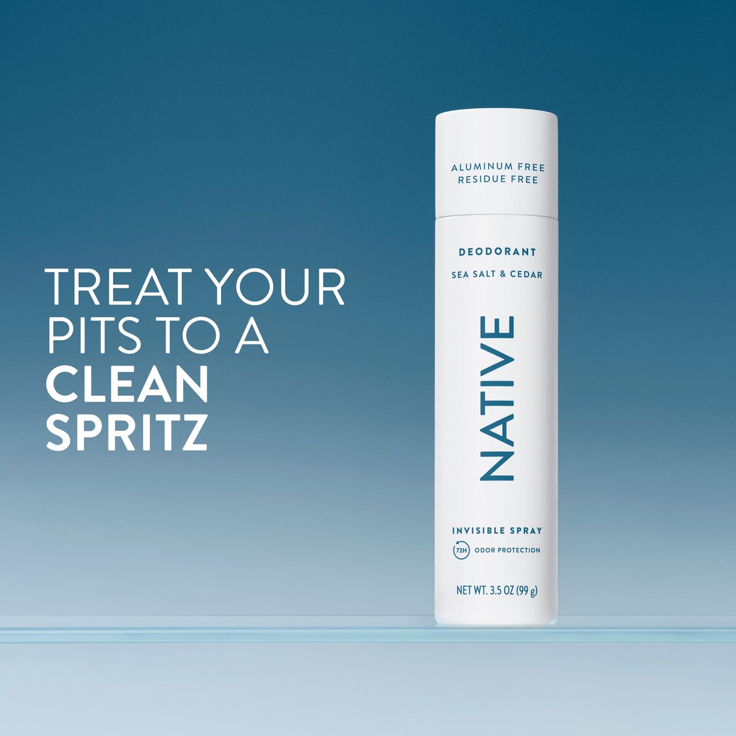 Native Deodorant & Body Spray, Sea Salt & Cedar, 72-Hour Odor Protection for Underarms & Body, Aluminum Free, Quick Drying, 3.5 oz