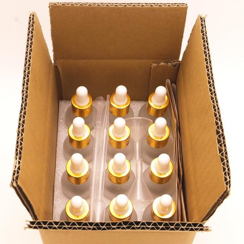 12 Pack,Clear Frosted Glass Dropper Bottle for Essential Oils,Empty Glass Liquid Holder With Glass Eye Dropper,Golden Caps Travel Perfume Cosmetic Container-Pipette&Funnel included (50ml/1.75oz)