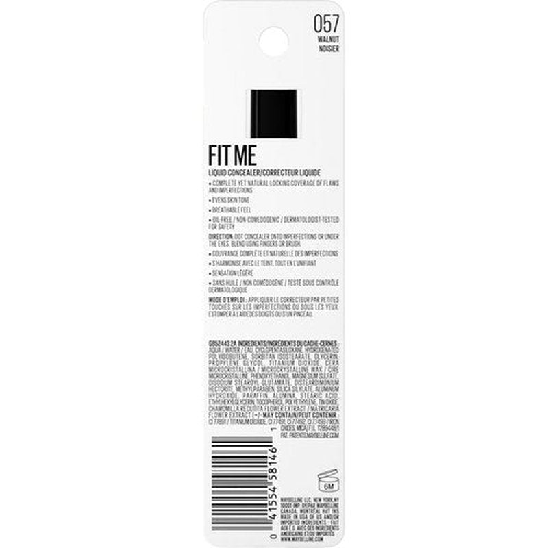 Maybelline Fit Me Liquid Concealer Makeup, Natural Coverage, Lightweight, Conceals, Covers Oil-Free, Walnut (Packaging May Vary)