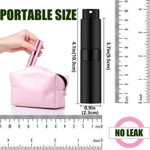 IRON BILL 8ML Mini Atomizer Perfume Travel (Matte Black&Silver&Pink) Refillable Bottle Portable Spray Bottle for Cologne and Perfume (3pcs)