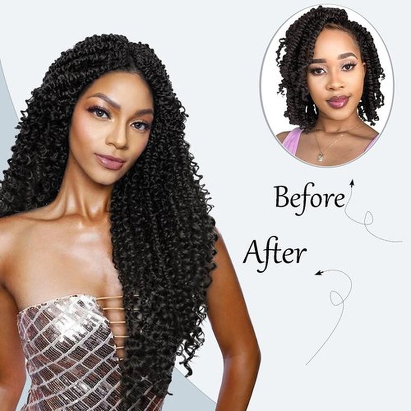 Passion Twist Hair 10inch Boho Passion Twist Crochet Hair For Black Women Pretwisted boho Passion Twist Crochet Hair, Pre Looped Curly Ends Bohemian Crochet Braids For Women（1B,10inch,7 Packs）