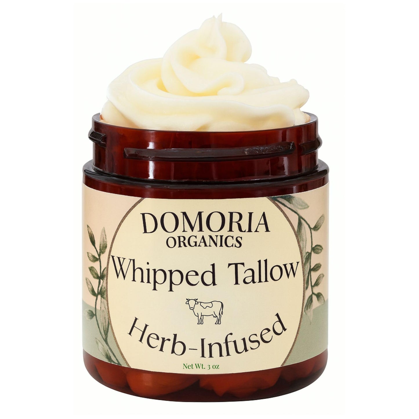 Domoria Organics 100% Grass-Fed Tallow Balm - Herb-Infused Chamomile & Calendula Moisturizer for Men, Women, Baby, Psoriasis, Eczema, Dry Sensitive Skin - Unscented