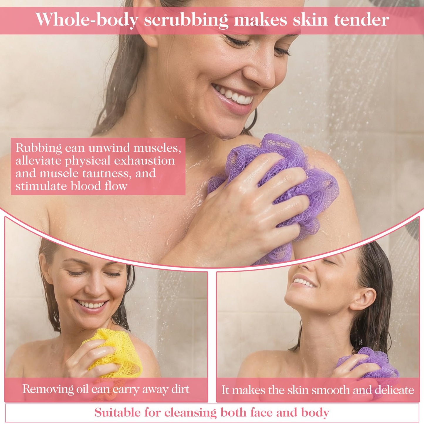 Thinp 6 Pcs Exfoliating Washcloths for Body, Double Sided Shower Wash Cloth Exfoliating Face Cloth for Deep Cleaning Face Body Wash Cloths for Shower Men Women (6 Colors)