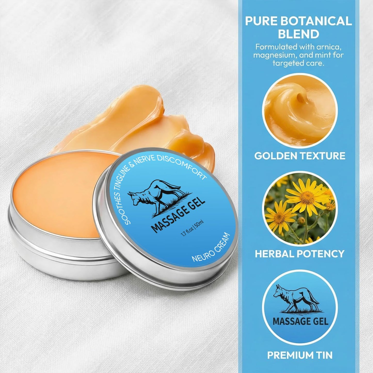 Nerve Relief Cream, Neuro Magnesium Support Balm for Nerve & Joint Support, Cooling Herbal Balm with Magnesium, Arnica, Menthol & Chamomile, Soothing Muscle & Joint Massage Cream (1 pc)
