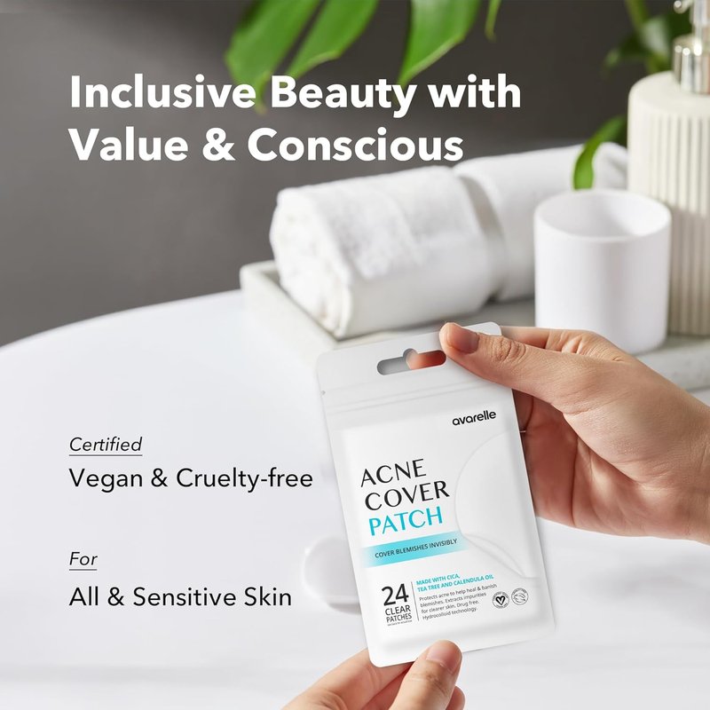 Acne Cover Patch - Hydrocolloid Pimple Patches with Tea Tree & Calendula Oil | Certified Vegan (24 Patches)