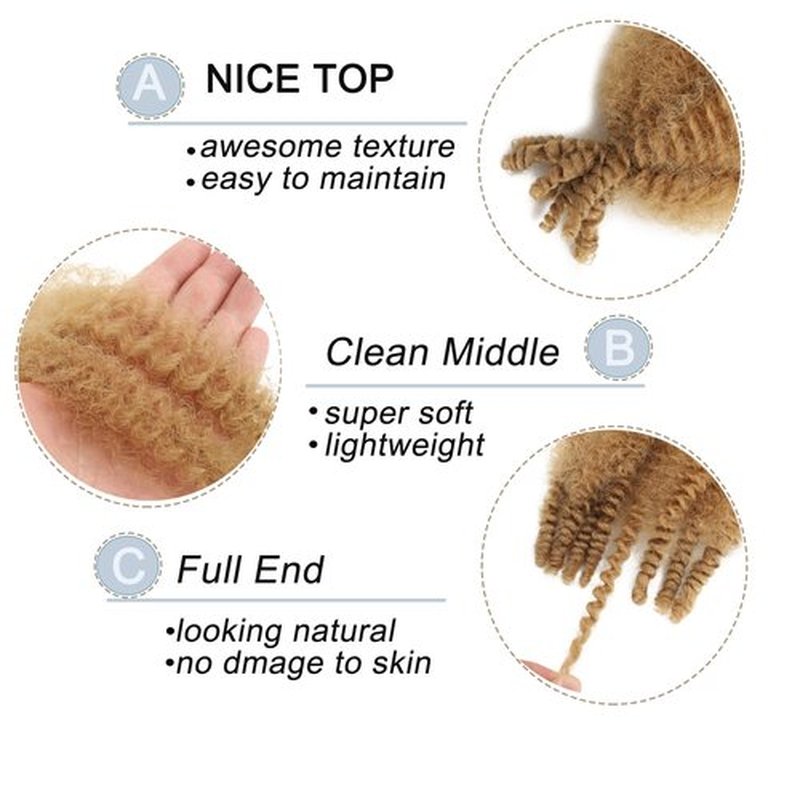 12 Inch Springy Afro Twist Hair 8 Packs Marley Twist Braiding Hair Pre-fluffed Spring Twist Hair Kinky Hair Afro Twist Hair Marley Hair for Faux Locs (12 Inch (Pack of 8), 27# Marley Twist)