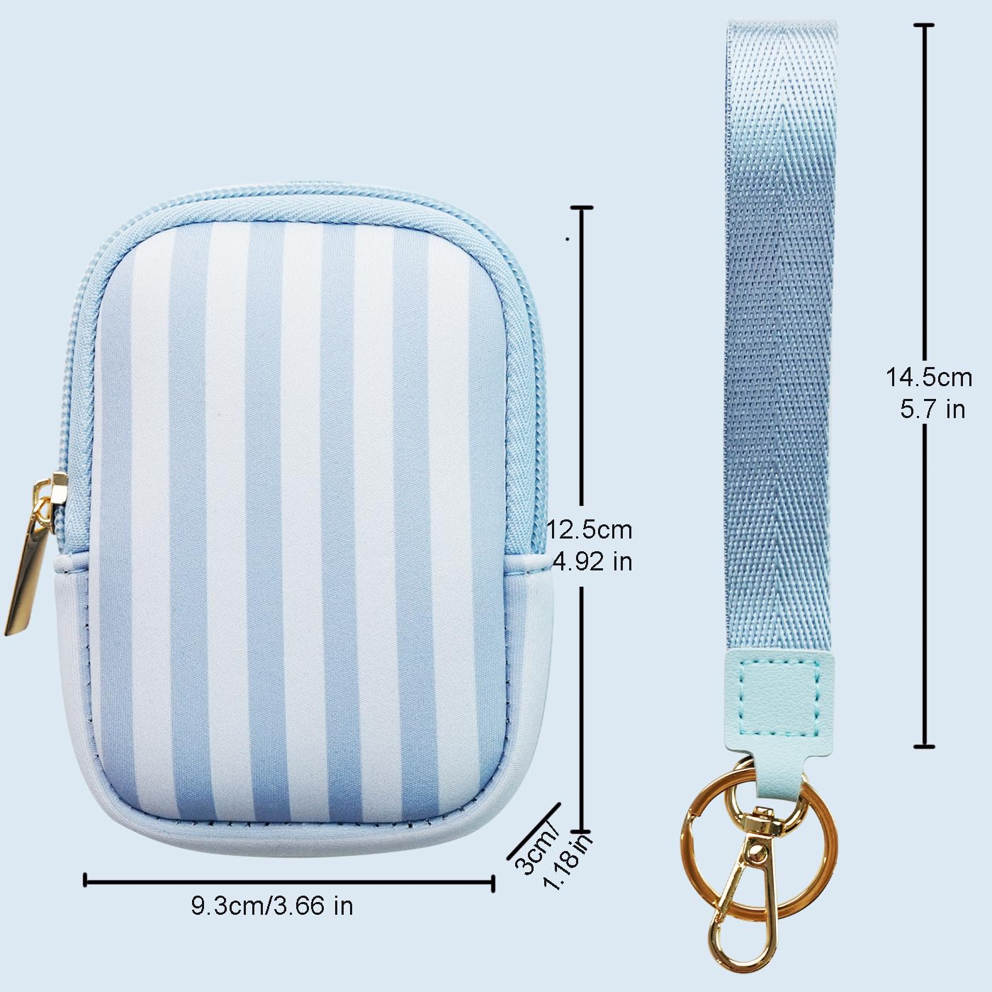 Elyndor Hand Sanitizer Spray Case, Compatible with Touchland 1 FL OZ/30 mL, Holder with Keychain for Travel Size, Makeup Bag (Blue Stripes)