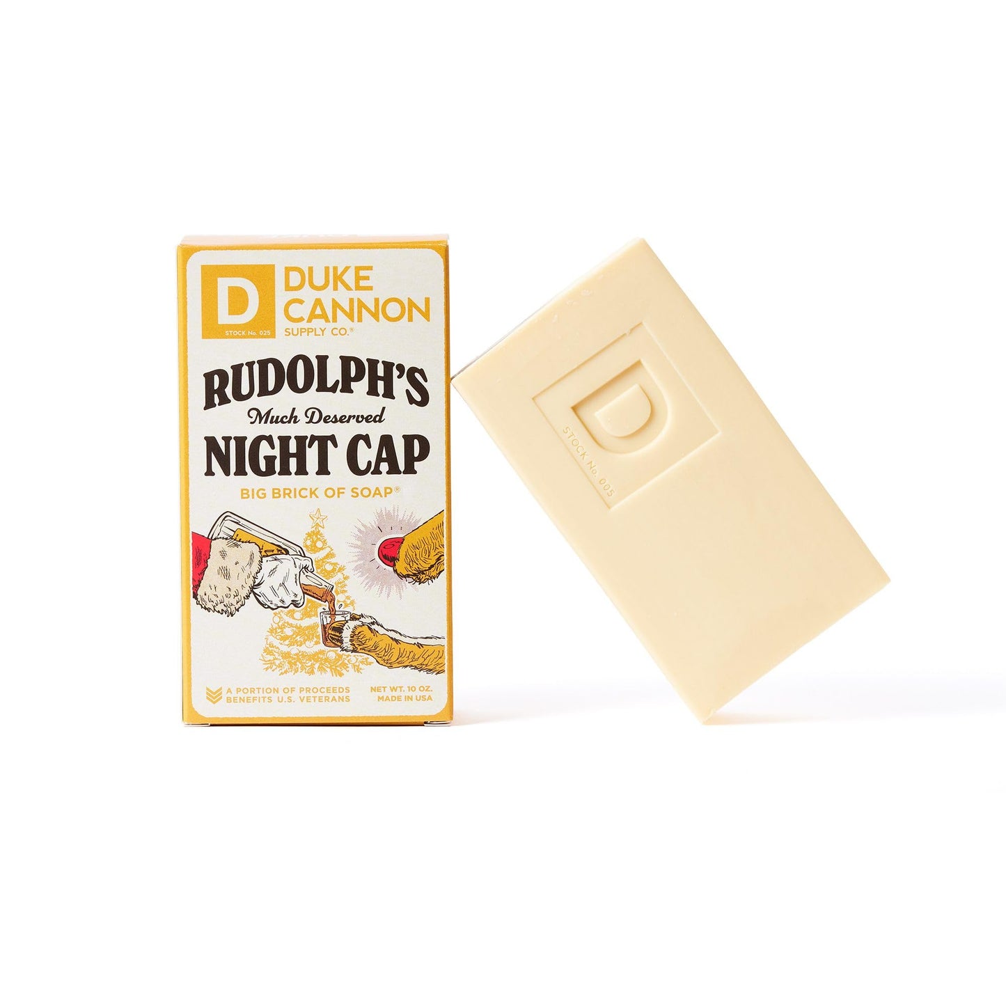 Duke Cannon Supply Co. Big Brick of Soap Bar for Men Holiday Edition - Rudolph's Much Deserved Night Cap (Cinnamon and Antique Wood Scent), 10 oz. (1 Pack)