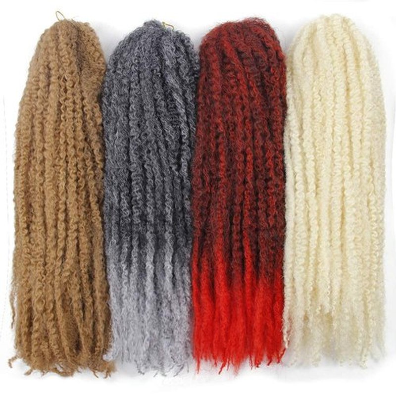 Afro Kinky Twist Crochet Hair Braids Marley Braid Hair 18inch Senegalese Curly Crochet Synthetic Braiding Hair (3Packs,#613)
