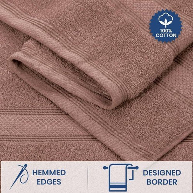 Casa Lino 8 Pc Premium Towel Set, Cotton Towels Set, 400 GSM 2 Bath Towel, 2 Hand Towel, & 4 Washcloths, Bathroom Set, Head Towels Wrap for Ladies, Gym Towel for Men Workout Coffee
