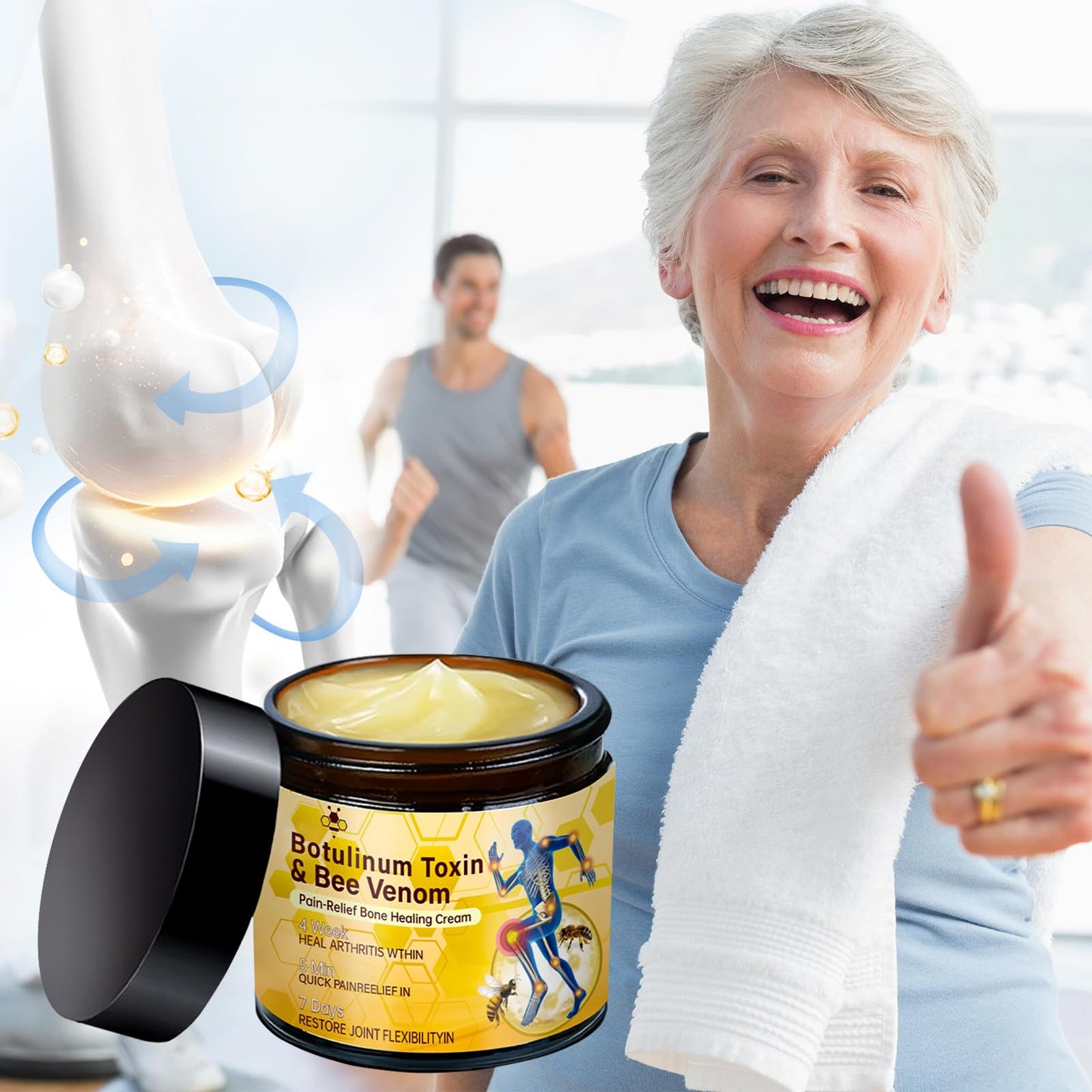 rubeonly 2Pcs Bee Venom Joint Gel Cream, Bee Venom Advanced Joint and Bone Cream, Advanced Professional New Bee Venom Professional Gel, for Back, Neck, Hands, Knee