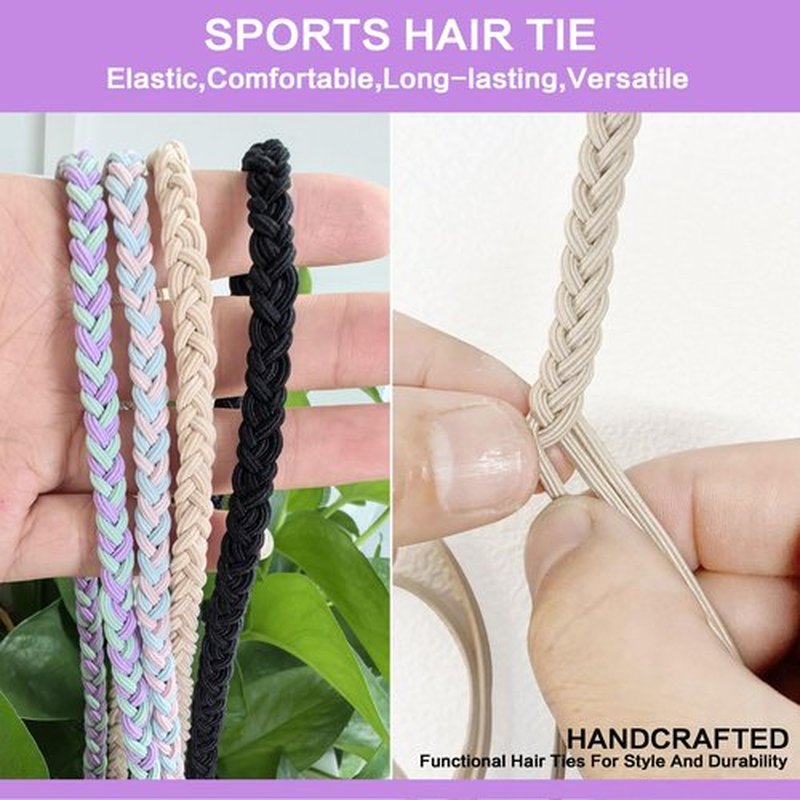 Obfuscate 4Pcs 25" Ponytail Holders Hair Ties for Sports, Colourful Elastic Hair Bands Non-Destructive Strong Braided Ponytail Hair Ties Rip Hair Ties for Women Gym,Swimming,Diving (coloured)