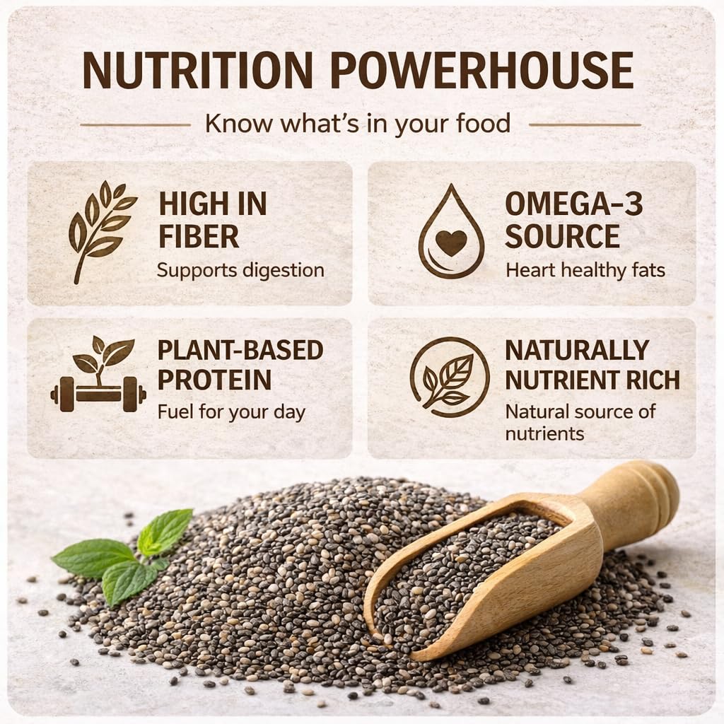 Organic Black Chia Seeds 25 lb Bulk – High Fiber Omega-3 Superfood, Non-GMO, Gluten Free, Vegan, Kosher, Whole Chia Seeds for Smoothies, Chia Pudding & Baking – Cereausly