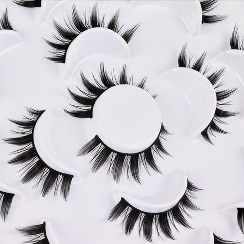 Veleasha Manga 5D Faux Mink Lashes Handmade Luxurious Volume Fluffy Natural False Eyelashes 7 Pairs (Manga)