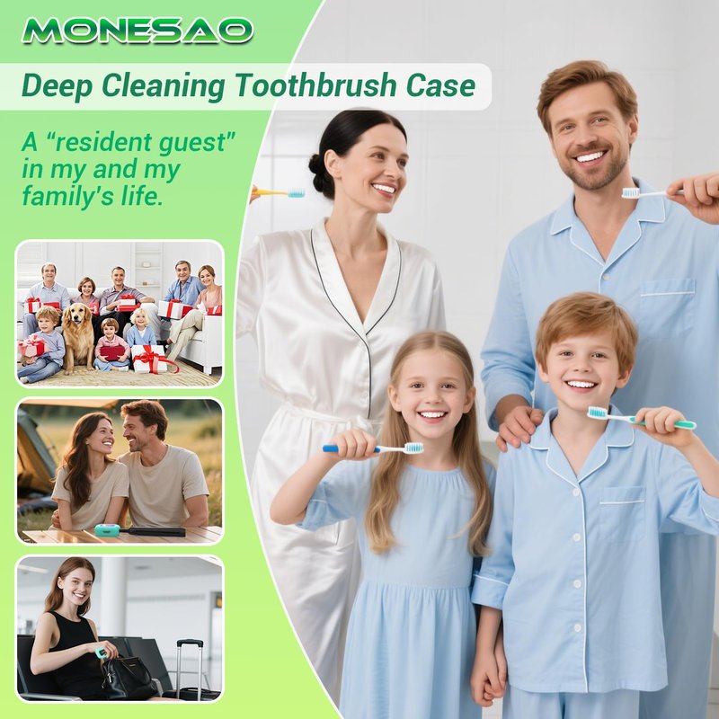 Toothbrush Sanitizer Case - Rechargeable Holder for Electric & Manual Brushes | Travel-Friendly Blue Design