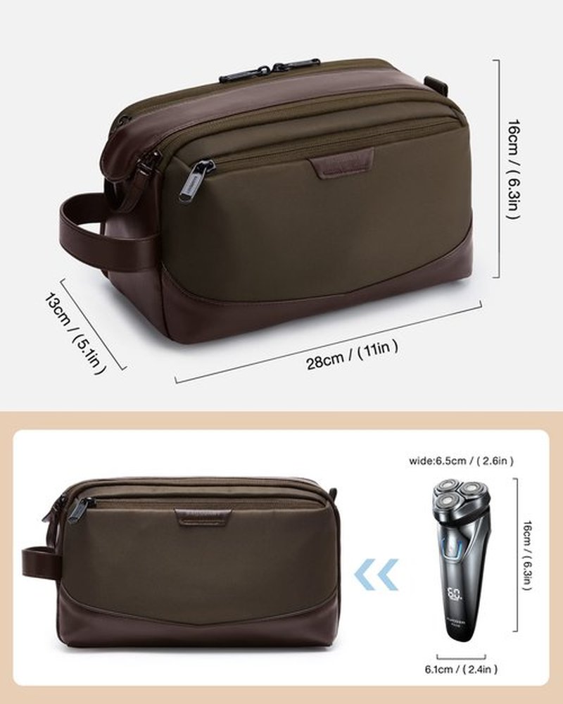 BAGSMART Toiletry Bag for Men, Large Travel Toiletry Organizer, Dopp Kit Water-resistant Shaving Bag for Toiletries Accessories - Brown