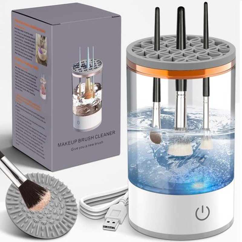 Beauty Swirl Cosmetic Brush Cleaner,The Cozy Luna Makeup Brush Cleaner,Multi-Functional Electric Makeup Brush Cleaner Machine, Makeup Brush Dryer & Makeup Brush Washer Combined (White, Plug-in)