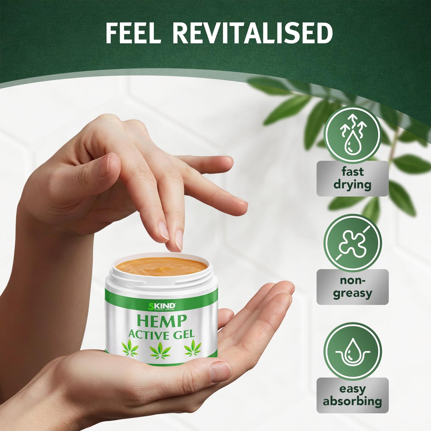 5kind Hemp Active Gel 10.1 fl oz - Hemp Cream Maximum Strength - Natural Topical Cream - Muscle Rub for Lower Back, Joints, Neck, Knees, Shoulders
