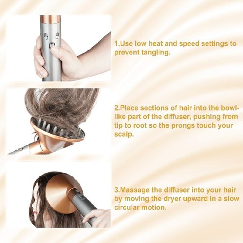 ZEPHBLOW Large Hair Diffuser Attachment for Dyson Airwrap, Upgraded 6-Inch Diffuser Nozzle Compatible with Airwrap Styler, Diffuser Attachment for Airwrap HS01/HS05,Gold