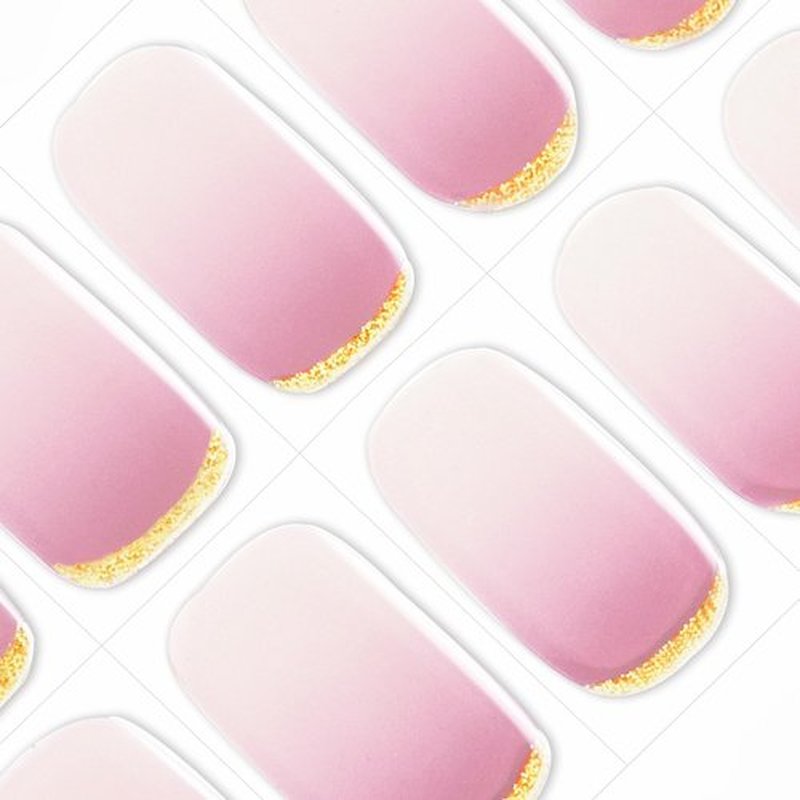 GelMala Gel Nail Strips Semi Cured Reverse French Tip, Glossy Gel Nail Stickers Pink, Long Lasting, Easy to Apply & Remove -Gel Nail Strips for Nails Manicure Nail Wraps，Easy for begginners (Lady Q)