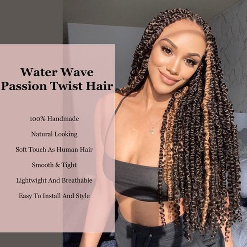 Pelokaa Passion Twist Hair - 10 Inch 7packs Ombre Brown Water Wave Crochet Braids Synthetic Braiding Hair Extensions (10 Inch 7Packs, T30)