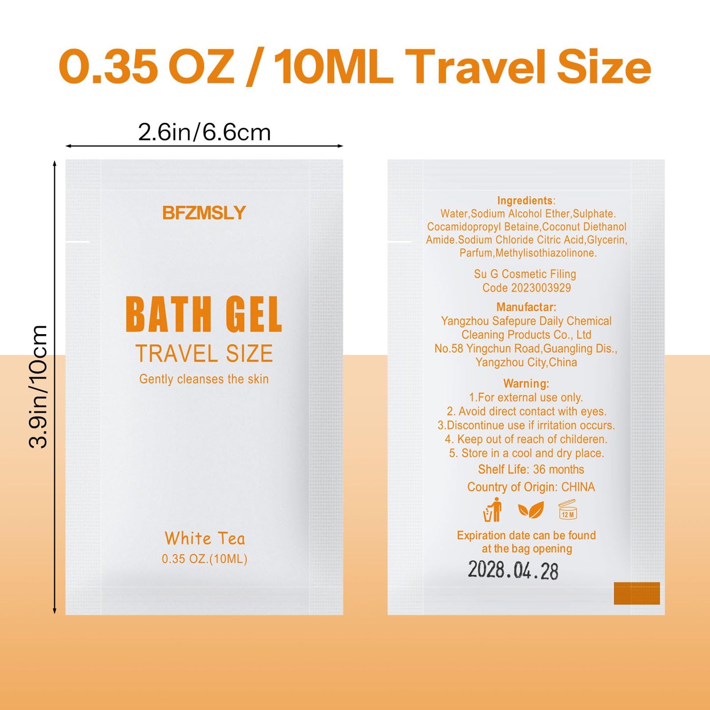 BFZMSLY 30 Pack Travel Size Body Wash Packets Bulk (0.35oz, White Tea Scent) – Mini Individual Pack TSA Approved Toiletries for Guest Body Wash for Hotels, Airbnb, Travel & Hospitality
