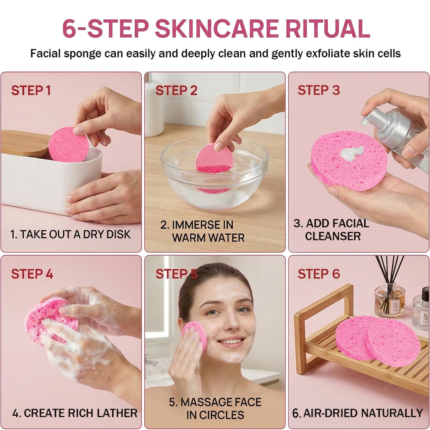 180 PCS Compressed Facial Sponges, Natural Eco Friendly Cellulose Face Sponges for Cleansing, Exfoliating, Makeup Removal, Pore Care, Esthetician Sponges for SPA Travel Daily Use