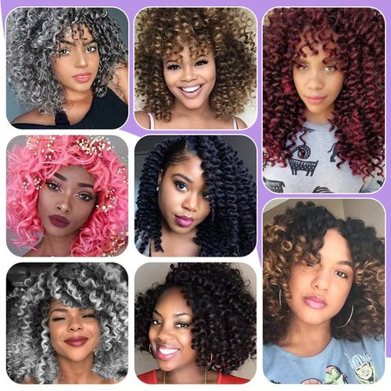 GetMaige Jamaican Bounce Crochet Hair For Black Women 4packs 72 Roots Natural Black Jumpy Wand Curls Crochet Hair Short Pre Looped Curly Crochet Hair(12inch (pack of 4), T/bug)