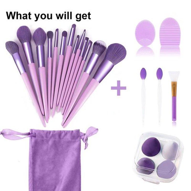 Koccido Makeup Brushes 22 Pcs Makeup Kit,Foundation Brush Eyeshadow Brush Make up Brushes Set (Purple, 22 Piece Set)