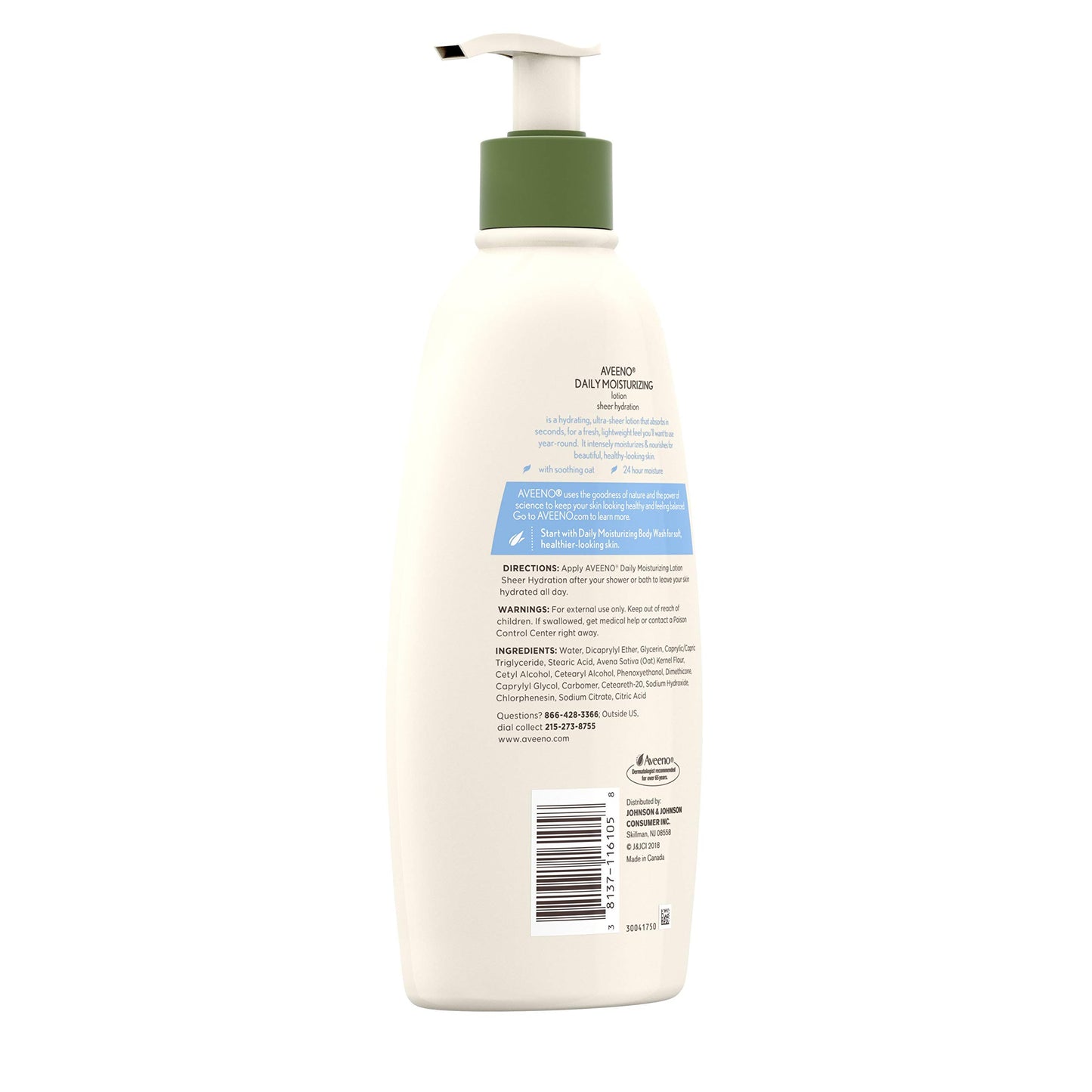 Aveeno Sheer Hydration Daily Moisturizing Lotion for Dry Skin with Soothing Oat, Lightweight, Fast-Absorbing & Fragrance-Free Intense Body Moisturizer, 18 fl. oz