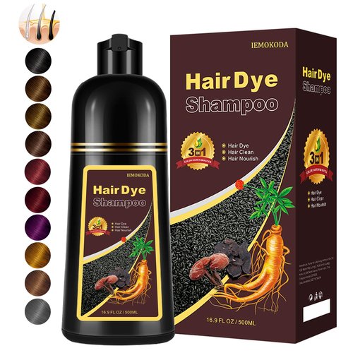 Fedulili Instant Dark Red Wine Hair Dye Shampoo for Gray Hair, Natural Hair Color Shampoo for Women Men, 100% Coverage for Salon Home Use, 17.5 Fl Oz (Dark Red Wine)