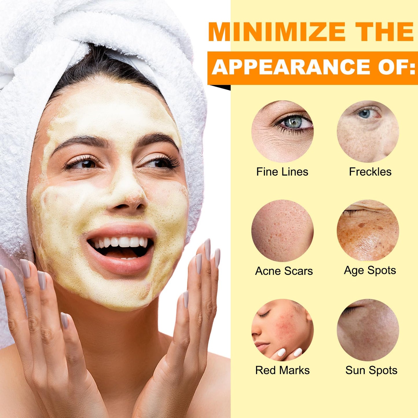 A r b c r n 2 Pack Turmeric Cleansing Mousse,Kojic Acid Facial Cleanser for Fce Wash and Firming Skin,Remove Excess Keratin-Deep Clean Pores 150ML
