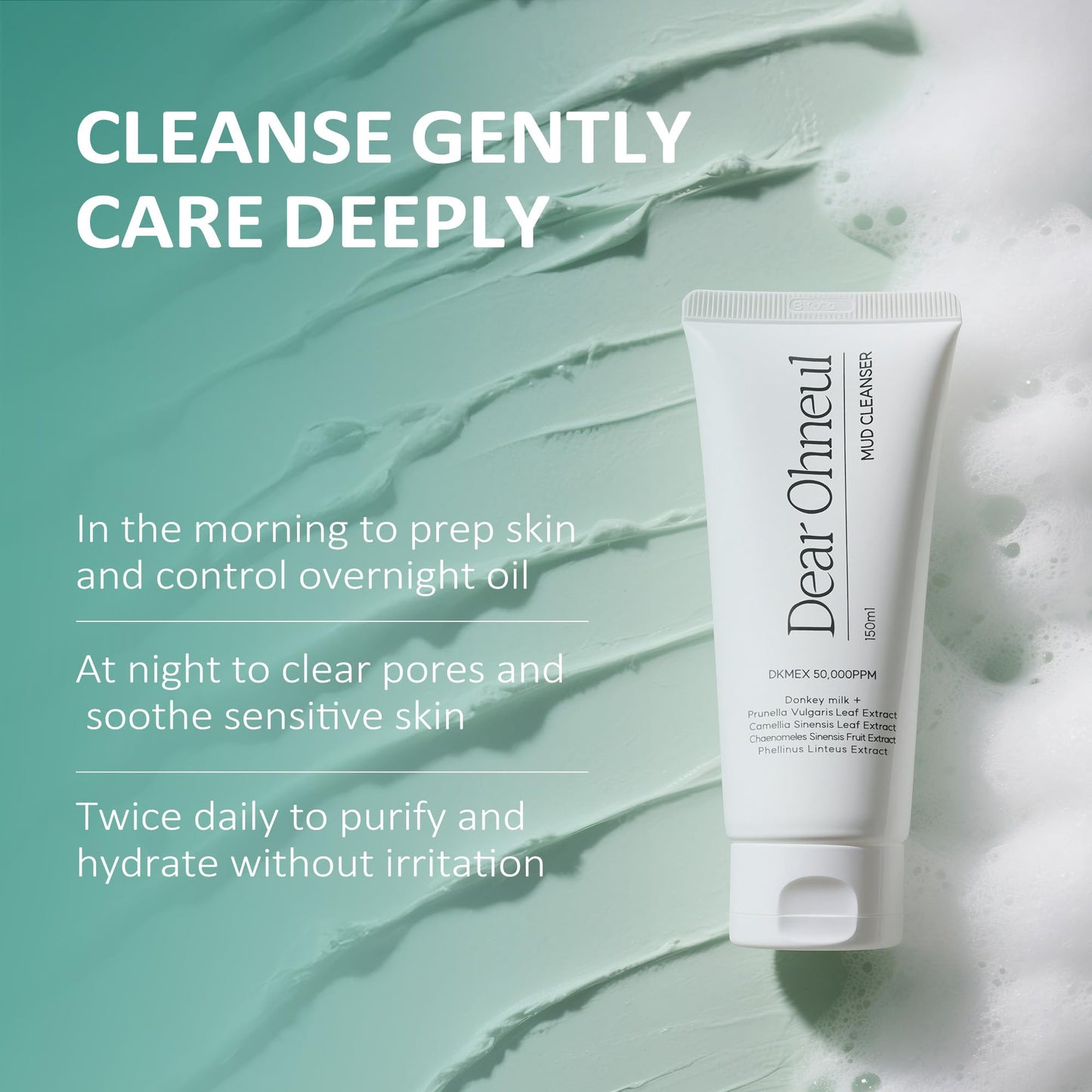 Dear Ohneul Mud Cleanser | 120ml 4.06 Fl. Oz | 2-in-1 Cleanser & Mask | Donkey Milk | Pore Refining | Deep Cleanse | Kaolin Clay | Moisturizing | Korean Skincare