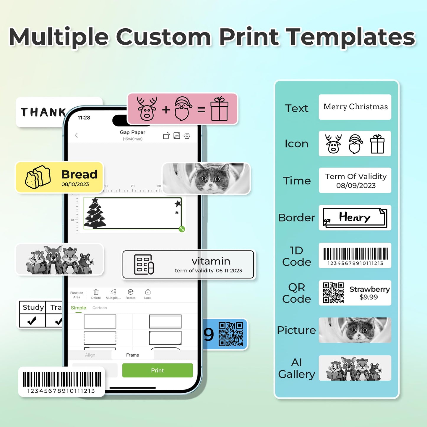 Nelko Label Maker Machine with Tape, P21 Bluetooth Label Printer with 3 Tapes, Wireless Mini Label Makers with Multiple Templates Icon Font Custom for School Office Home, White