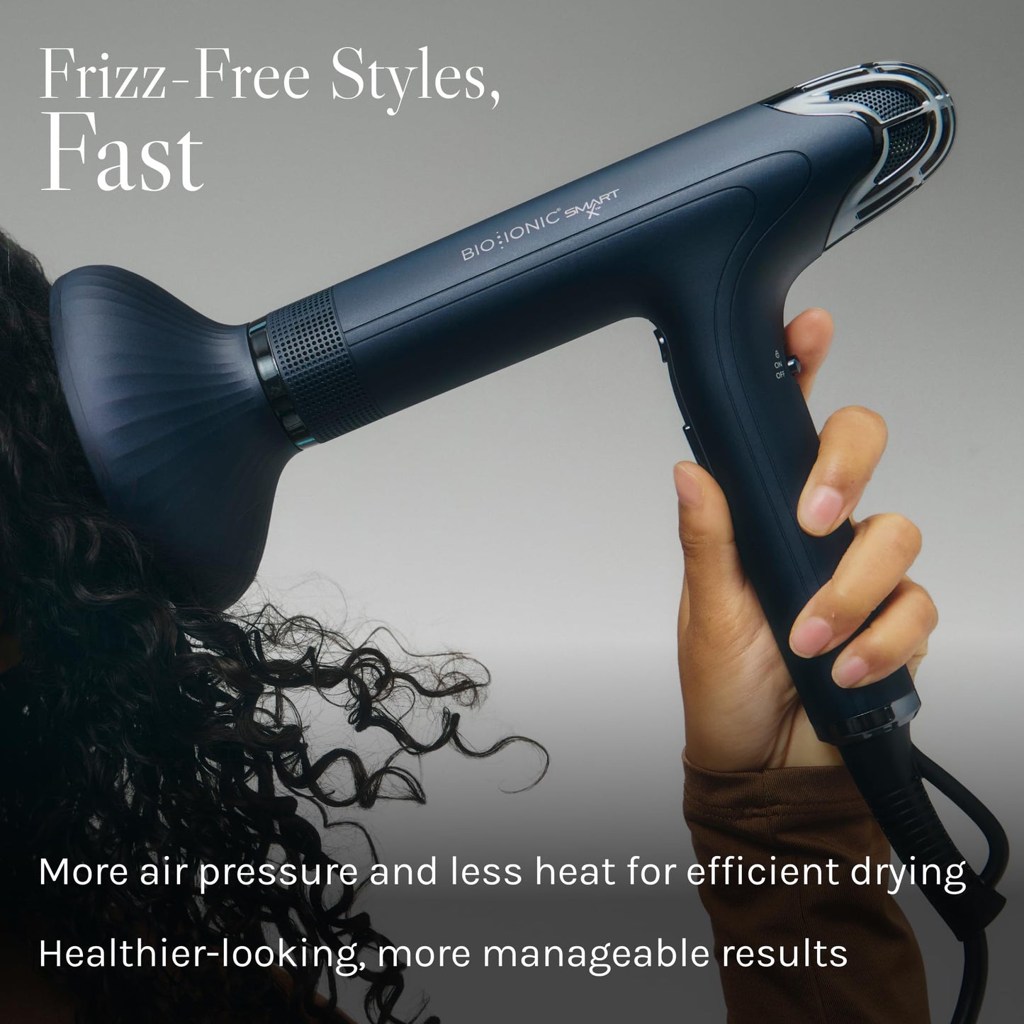 Bio Ionic SMART-X Hair Dryer with Diffuser, High-Efficiency Blow Dryer with 3 Heat & 3 Speed Settings, Gently Dries, Defines & Reduces Frizz, Self-Cleaning Function, Alpine White